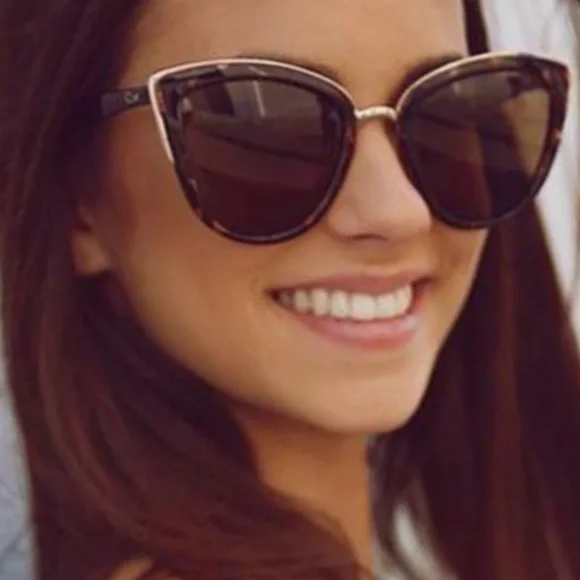 Cat Eye Sunglasses Brown / Leopard Sunnies - Picture 9 of 10